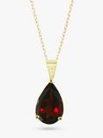 E.W Adams 9ct Yellow Gold Teardrop Pendant Necklace, Garnet