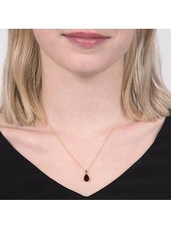 E.W Adams 9ct Yellow Gold Teardrop Pendant Necklace, Garnet - view 2, 