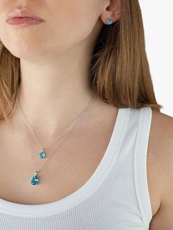 E.W Adams 9ct White Gold Topaz Pendant Necklace, Blue - view 2, 
