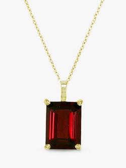 E.W Adams 9ct Gold Garnet Pendant Necklace, Red, 