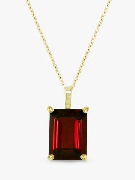 E.W Adams 9ct Gold Garnet Pendant Necklace, Red, 