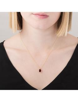 E.W Adams 9ct Gold Garnet Pendant Necklace, Red - view 2, 