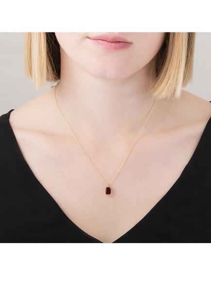 E.W Adams 9ct Gold Garnet Pendant Necklace, Red - view 2, 