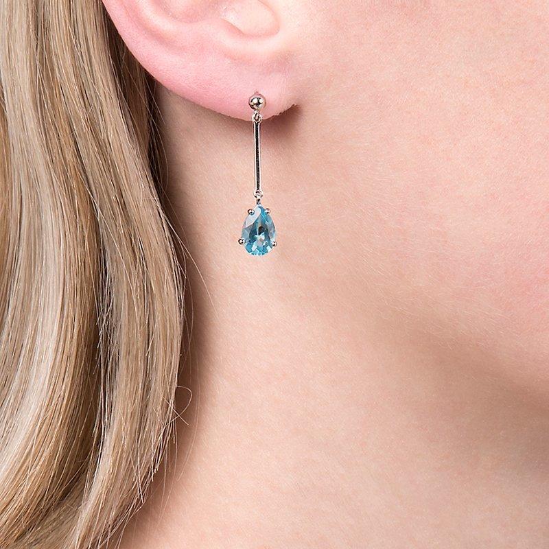 Product image 2 of 4, which shows E.W Adams 9ct White Gold Aquamarine Drop Earrings