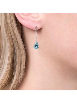 E.W Adams 9ct White Gold Aquamarine Drop Earrings - view 2, Silver/Blue