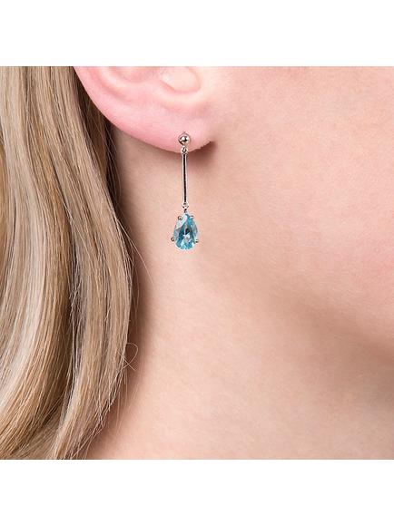 E.W Adams 9ct White Gold Aquamarine Drop Earrings - view 2, Silver/Blue