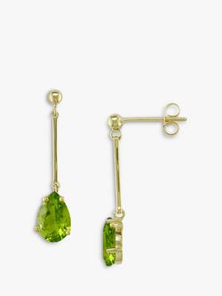 E.W Adams 9ct Gold & Peridot Drop Earrings, 