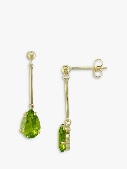 E.W Adams 9ct Gold & Peridot Drop Earrings, 