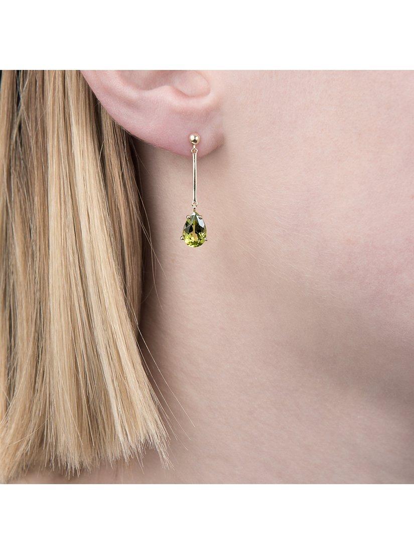 Product image 2 of 3, which shows E.W Adams 9ct Gold & Peridot Drop Earrings