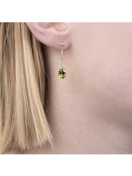 E.W Adams 9ct Gold & Peridot Drop Earrings - view 2, 