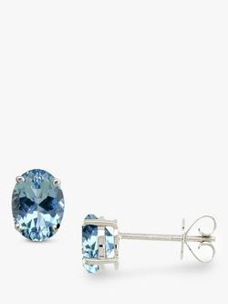 E.W Adams White Gold Aquamarine Stud Earrings, 