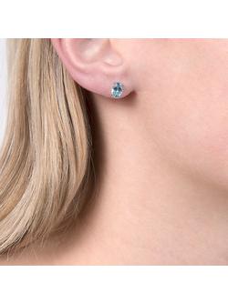 E.W Adams White Gold Aquamarine Stud Earrings - view 2, 