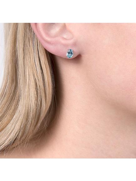 E.W Adams White Gold Aquamarine Stud Earrings - view 2, 