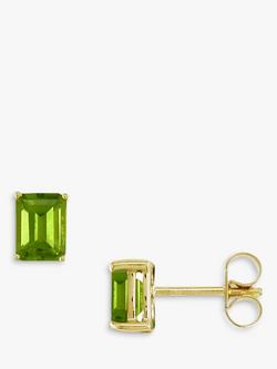 E.W Adams 9ct White Gold Octagonal Stud Earrings, Peridot