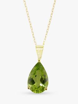 E.W Adams 9ct Yellow Gold and Peridot Pendant Necklace, Gold