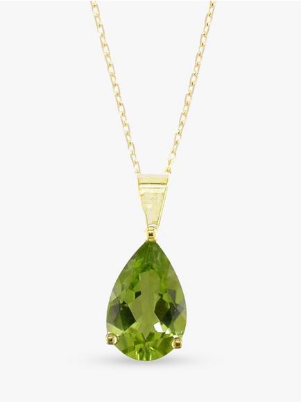 E.W Adams 9ct Yellow Gold and Peridot Pendant Necklace, Gold
