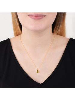 E.W Adams 9ct Yellow Gold and Peridot Pendant Necklace - view 2, Gold