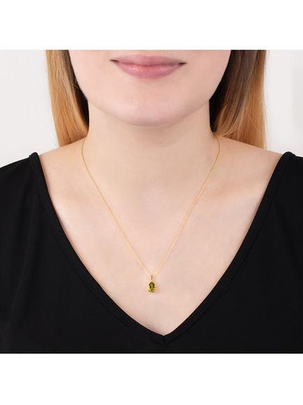 E.W Adams 9ct Yellow Gold and Peridot Pendant Necklace - view 2, Gold