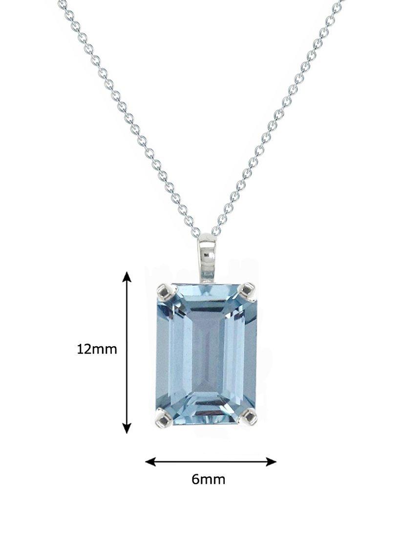 Product image 3 of 5, which shows E.W Adams 9ct White Gold Baguette Pendant Necklace, Aquamarine