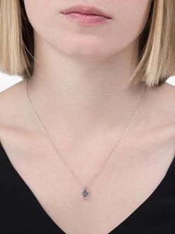 E.W Adams 9ct White Gold Baguette Pendant Necklace - view 2, Aquamarine