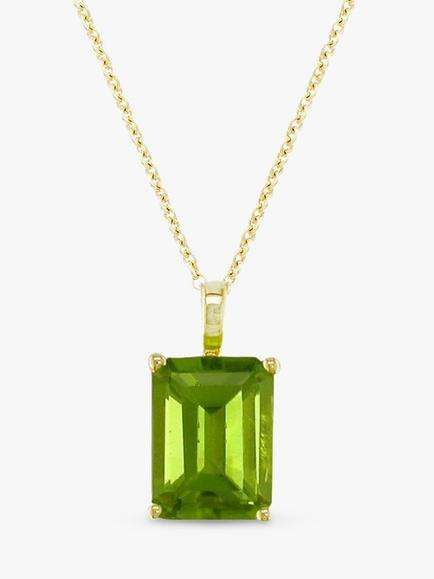 E.W Adams 9ct Yellow Gold and Emerald Cut Peridot Pendant, 