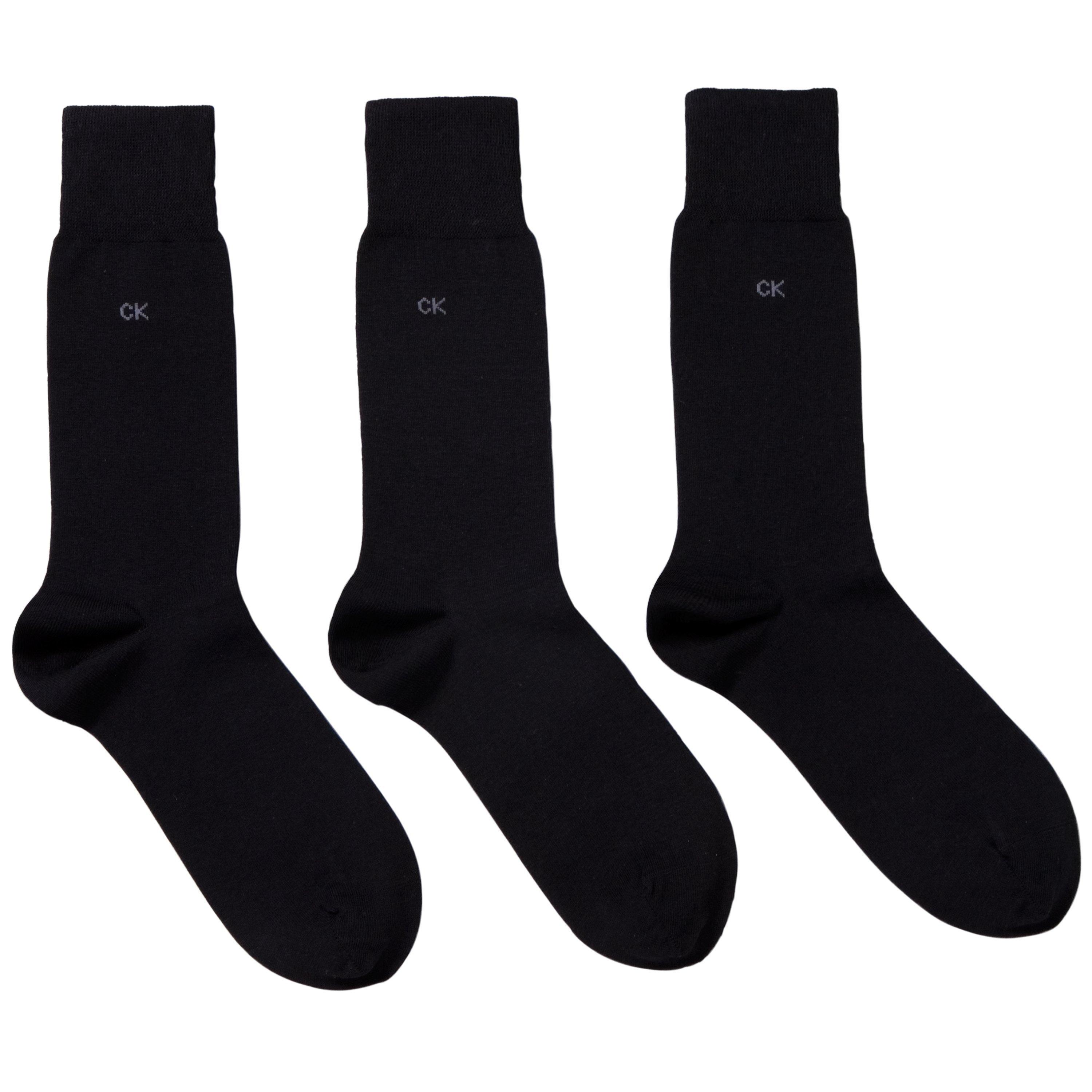 Calvin Klein Fine Cotton Socks, Pack of 3, One Size, Black