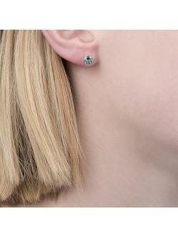 E.W Adams 9ct White Gold Round Stud Earrings - view 2, Aquamarine