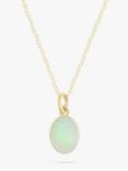 E.W Adams 9ct Yellow Gold Oval Pendant Necklace, Opal