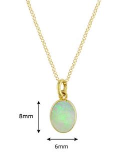 E.W Adams 9ct Yellow Gold Oval Pendant Necklace, Opal - view 2, 
