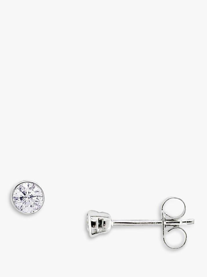 Product image 1 of 3, which shows E.W Adams 18ct White Gold Diamond Stud Earrings