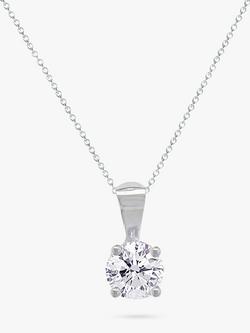 E.W Adams 18ct White Gold Diamond 0.12 Carat Round Pendant Necklace, 