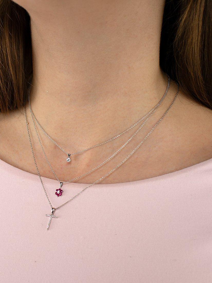 Product image 2 of 3, which shows E.W Adams 18ct White Gold Diamond 0.12 Carat Round Pendant Necklace