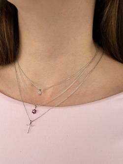 E.W Adams 18ct White Gold Diamond 0.12 Carat Round Pendant Necklace - view 2, 