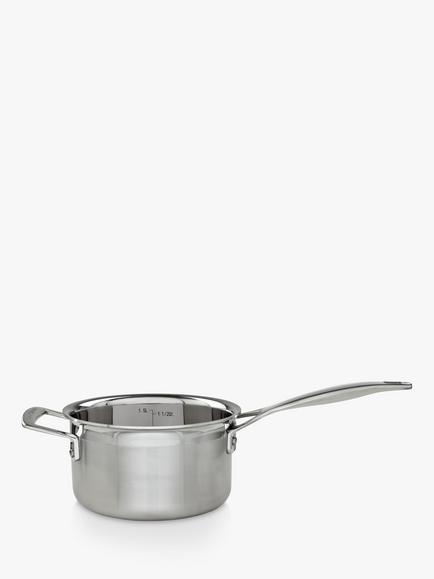 Le Creuset 3-Ply Stainless Steel Lidded Saucepan - view 2, Silver