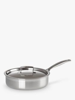 Le Creuset 3-Ply Stainless Steel Sauté Pan with Lid, 24cm, 