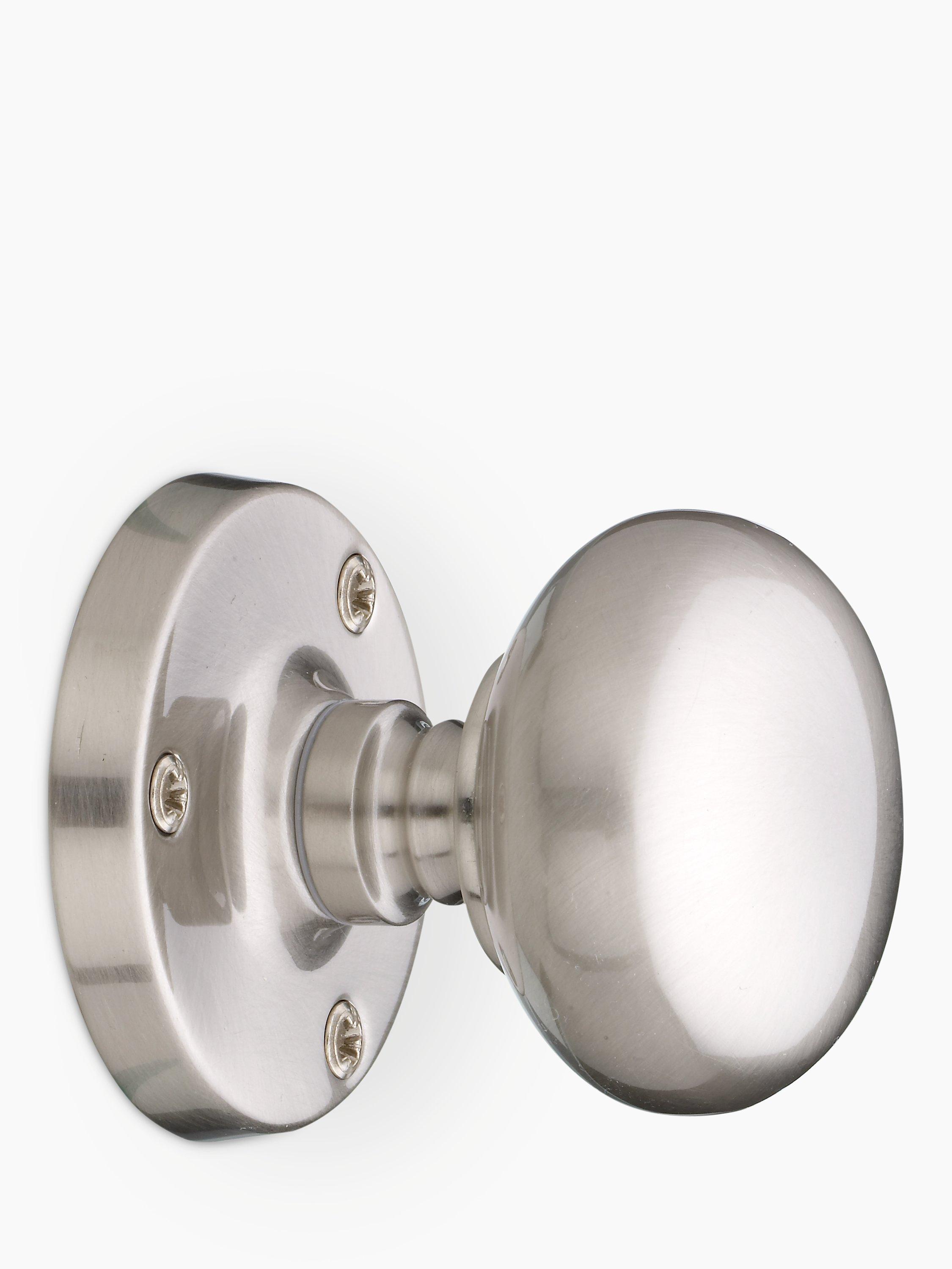 John Lewis Henley Mortice Knob, Satin Nickel, Pair, Dia.60mm
