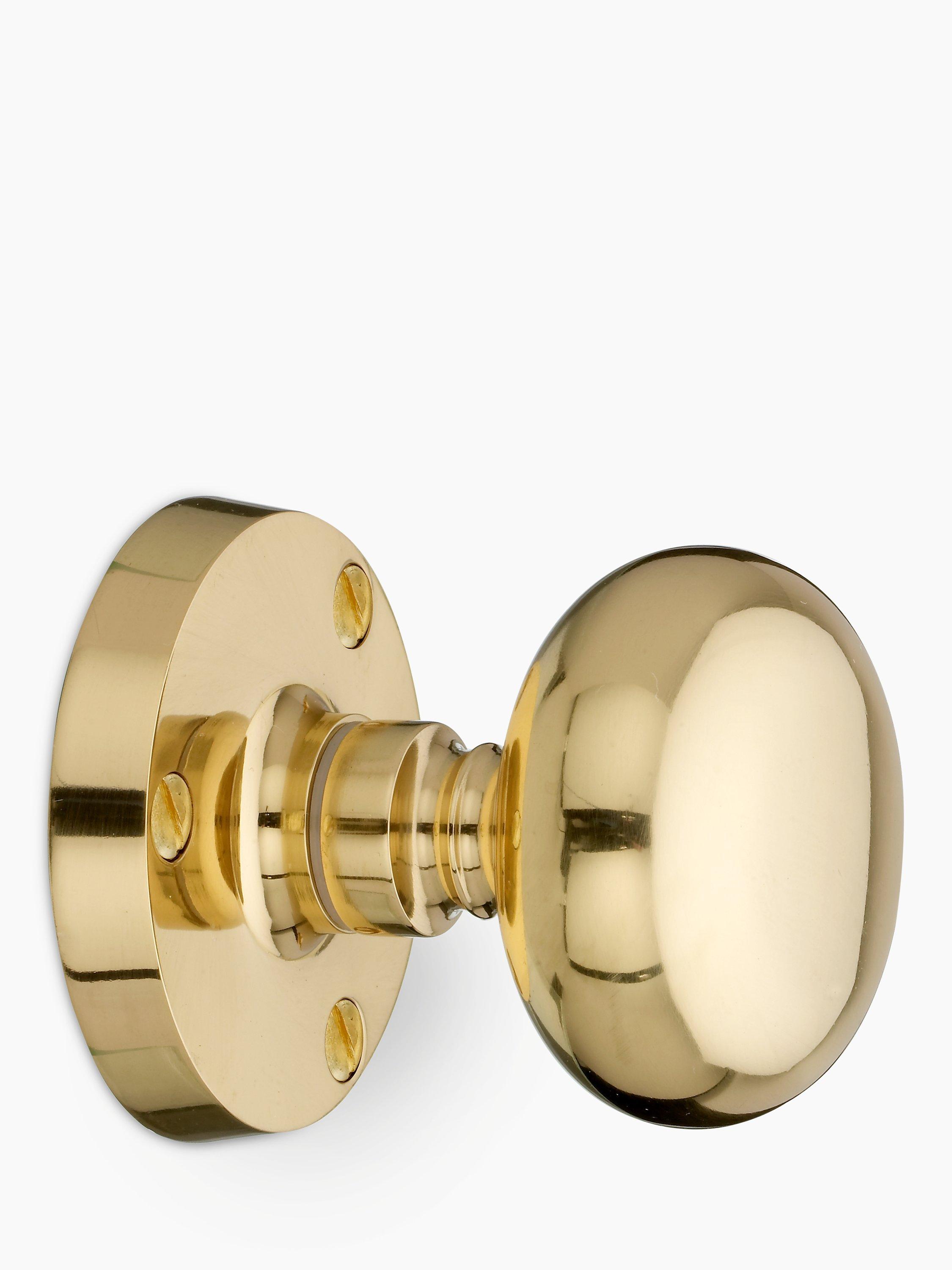 John Lewis Mushroom Mortice Knob, Brass, Pair, Dia.60mm