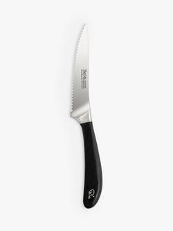 Robert Welch Signature Stainless Steel Serrated Utility Knife, 12cm, Silver/Black