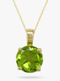 E.W Adams 9ct Yellow Gold Round Pendant Necklace, Peridot, 