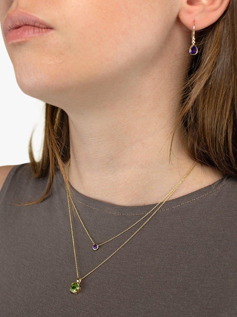 Product image 2 of 3, which shows E.W Adams 9ct Yellow Gold Round Pendant Necklace, Peridot