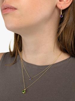 E.W Adams 9ct Yellow Gold Round Pendant Necklace, Peridot - view 2, 