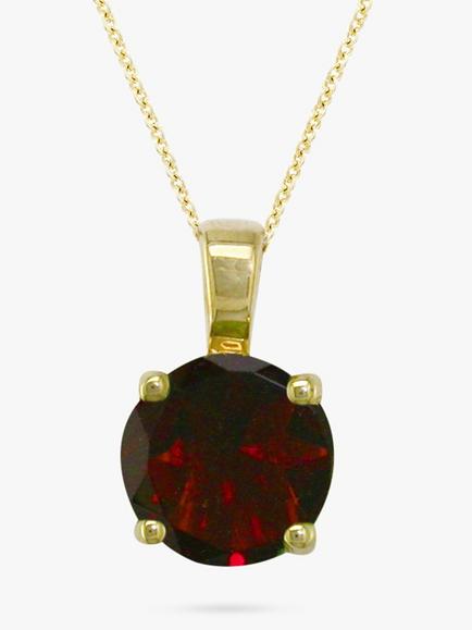 E.W Adams 9ct Gold Pendant Necklace, Gold/Red, Gold/Red