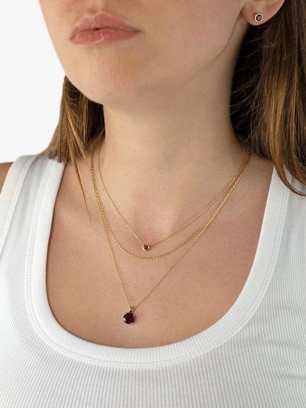 E.W Adams 9ct Gold Pendant Necklace, Gold/Red - view 2, Gold/Red