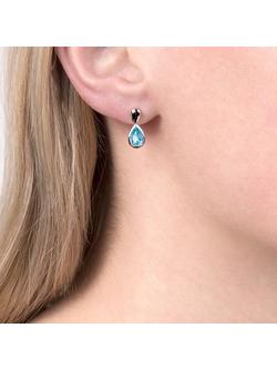 E.W Adams 9ct White Gold Aquamarine Pear Earrings - view 2, 