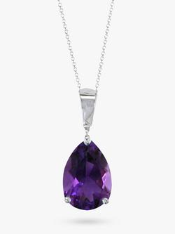 E.W Adams 9ct White Gold and Amethyst Pendant Necklace, 