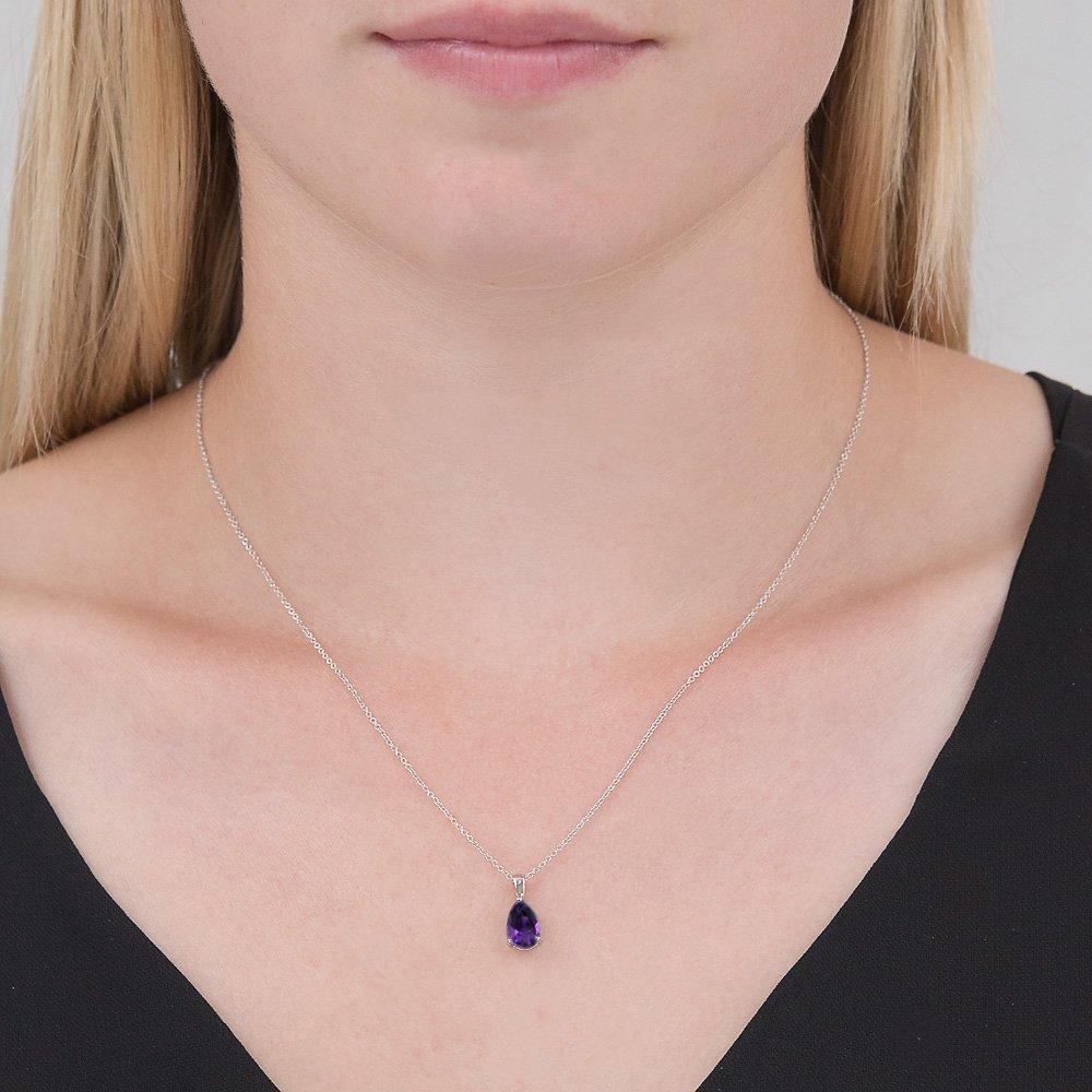 Product image 2 of 3, which shows E.W Adams 9ct White Gold and Amethyst Pendant Necklace