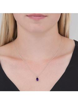 E.W Adams 9ct White Gold and Amethyst Pendant Necklace - view 2, 