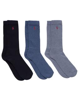 Polo Ralph Lauren Classic Crew Socks, Pack of 3, One Size, Multi, Denim
