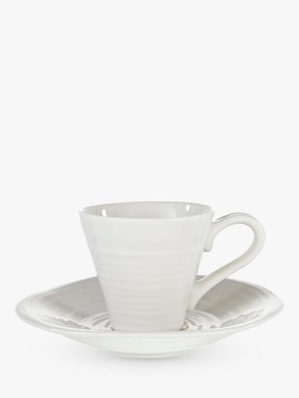 Sophie Conran for Portmeirion Espresso Cup and Saucer, White, Pack of 2, White