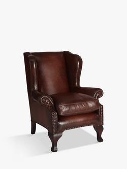 John Lewis Compton Leather Wing Armchair, Hand Antique, Hand Antique